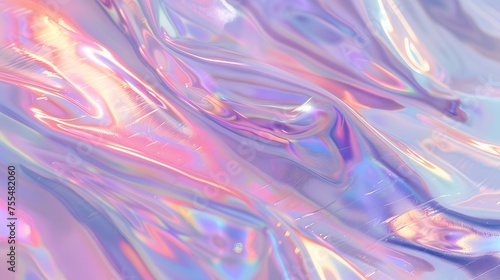 Colorful Holographic Neon Dynamic Rippled Waves abstract background, Crumpled, copy space. 