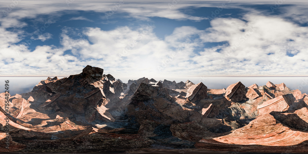 Majestic mountains under cloudy sky 360 panorama vr environment map