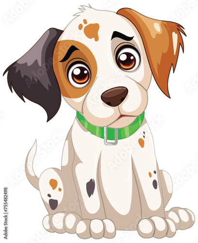Cute cartoon puppy sitting with a playful look.