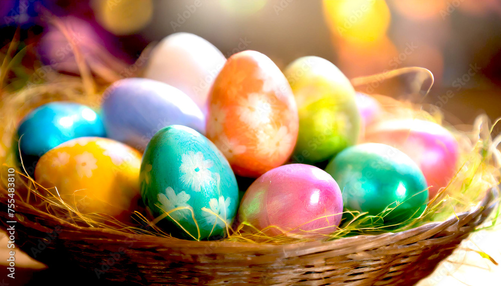 easter eggs in a basket easter eggs in a basket