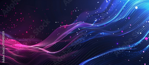 Abstract technology background with dynamic waves and particles