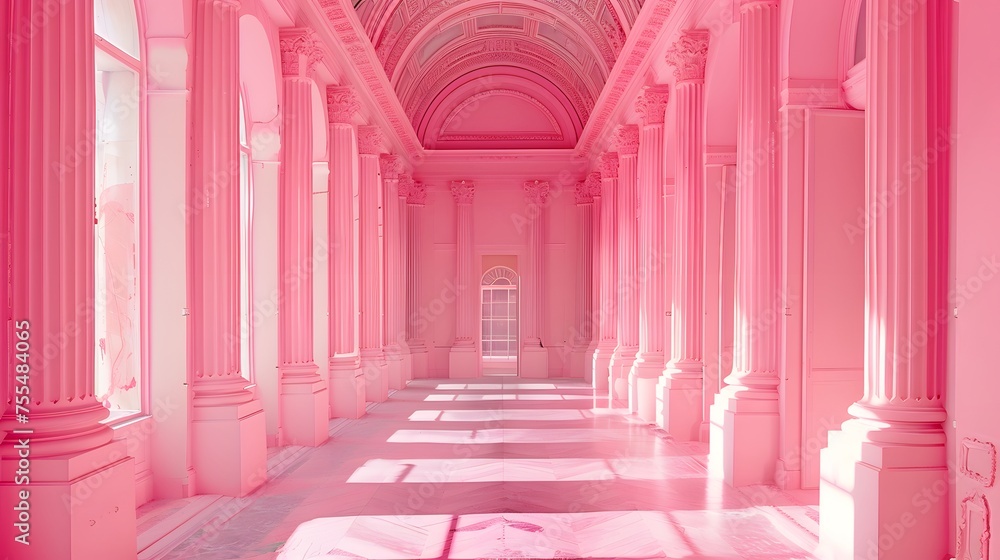 Pink minimalist Architectural arch liminal space Interior, pathway. Pink minimalist Architectural arch liminal space Interior, pathway.