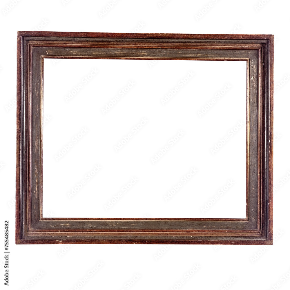 Old antique wooden frame isolated on white