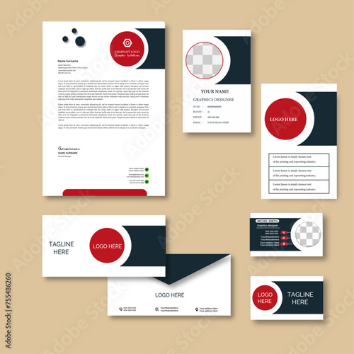 Corporate  business stationary or office identity set, modern corporate identity template, with digital elements. Vector company style for brand book and guideline