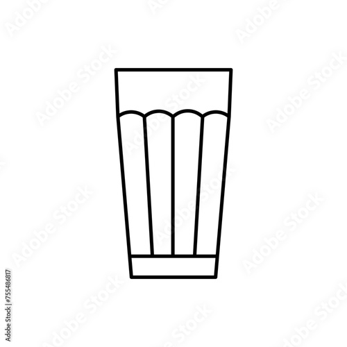 Empty faceted glass for water, line icon. Simple sign of cup. Vector