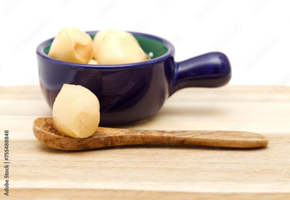 Produce of Spain - small balls of smoked mozzarella style cheese produced in Canaries Produce of Spain - small balls of smoked mozzarella style cheese produced in Canaries