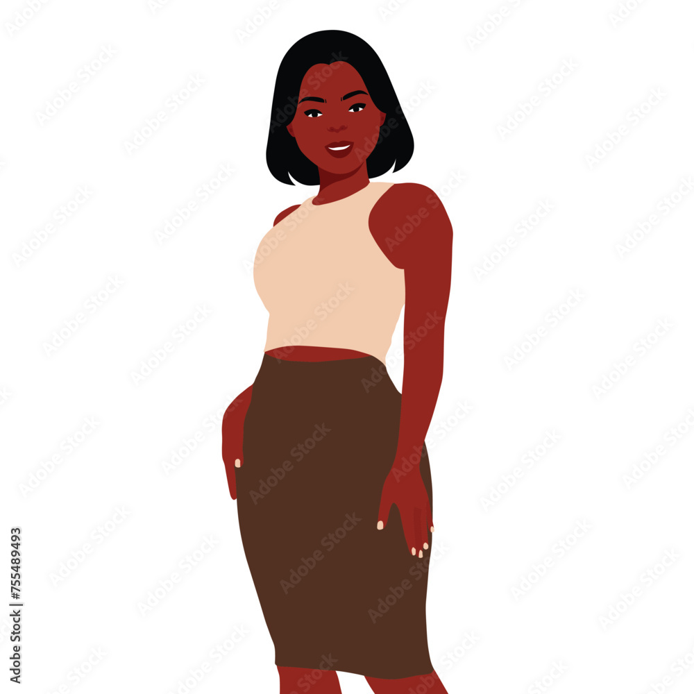 Young stylish black woman in elegant style vector Young stylish black woman in elegant style vector