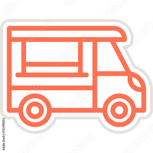 Coffee Truck Vector Icon Design Illustration