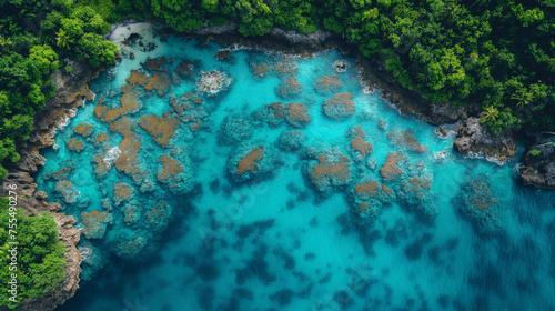The Great Barrier Reef scenic colorful aerial view  corals in the ocean paradise scene