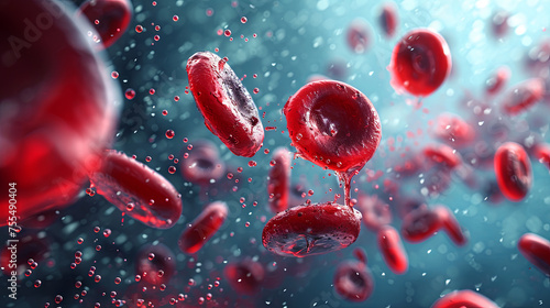 Background of blood cells: leukocytes and erythrocytes photo