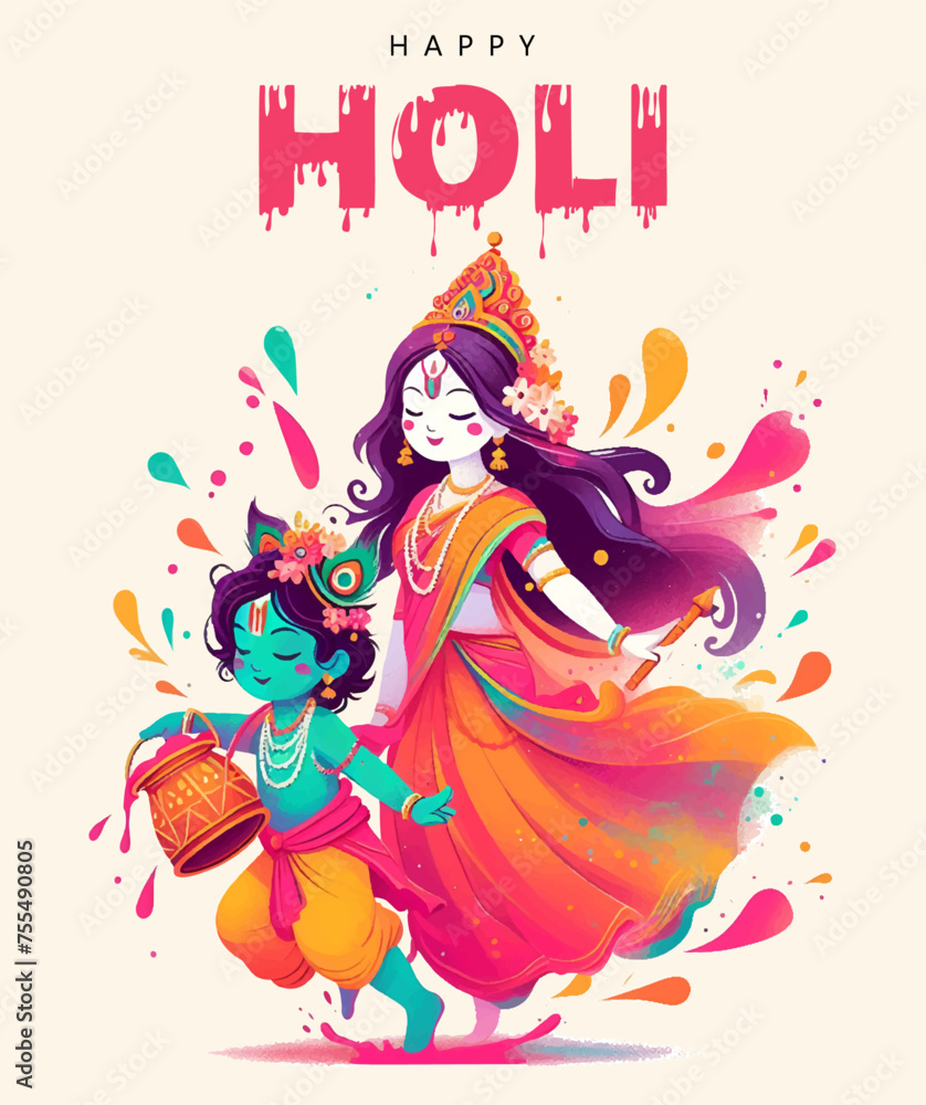 Radha Krishna colorful illustrations 