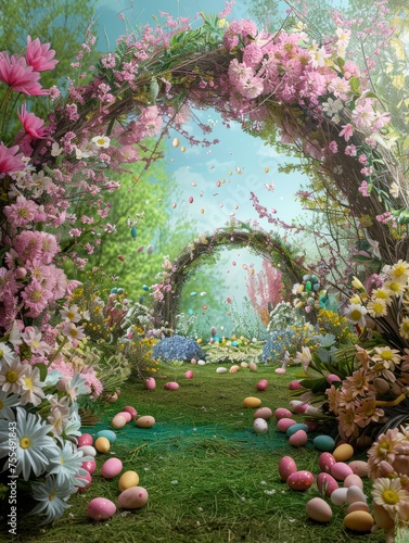 Easter Flower Arch Digital Backdrops, Easter Photo Props, Spring Photo Digital Background, Studio Backdrop, Photography Digital Background
