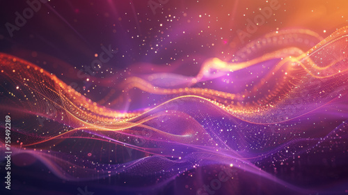Vibrant abstract background with flowing digital waves and particles