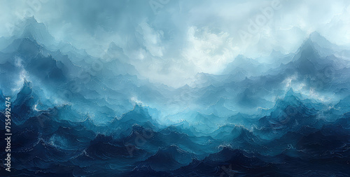 Blue sea waves background. Created with Ai