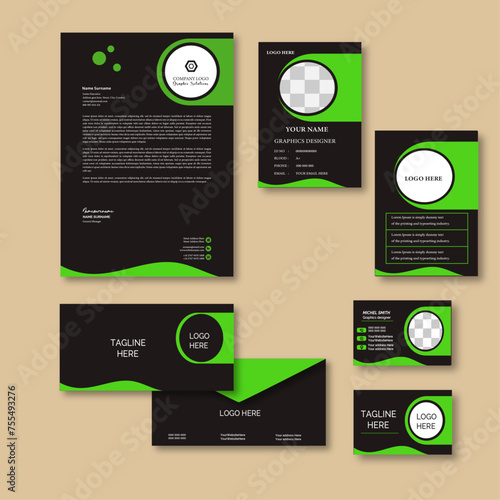 Corporate  business stationary or office identity set, modern corporate identity template, with digital elements. Vector company style for brand book and guideline