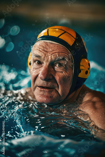Senior Man Playing Water Polo,Active elder people, Adventure © Dolgren