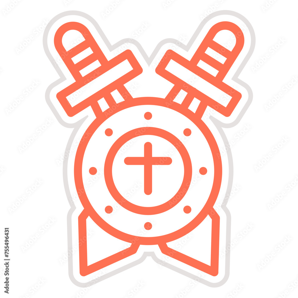 Obraz premium Shield with sword Vector Icon Design Illustration