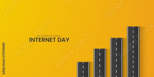 International Internet day, Road effect WIFI signal icon, Creative Internet day design for social media banner, poster, 3D Illustration photo