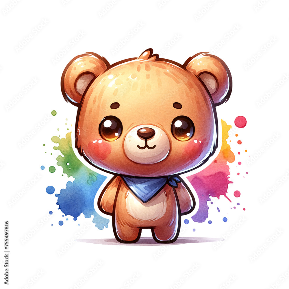 Cute watercolor teddy bear isolated on a transparent background Cute watercolor teddy bear isolated on a transparent background