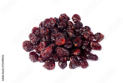 Dried cranberries fruit isolated on white background