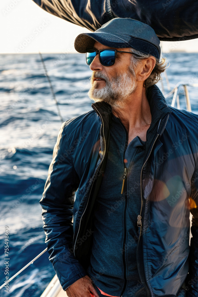 Fearless Retired Man Sailing Anew,Active elder people, Adventure Fearless Retired Man Sailing Anew,Active elder people, Adventure