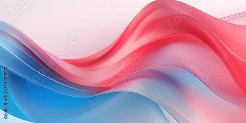 Elegant digital art piece featuring a flowing abstract form with blue to red gradient on a subtle pink backdrop