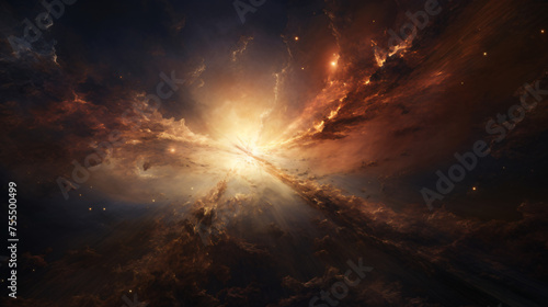 A celestial scene with a supernova explosion interior