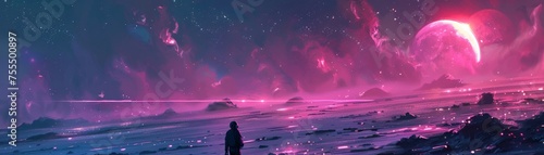 Neon future with nebula storms charming exploration