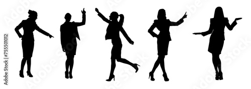 Silhouette collection of business woman in expressive pose