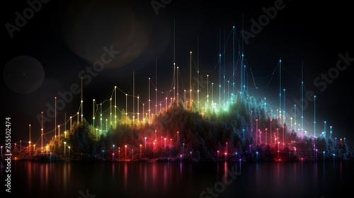 Dynamic stock market chart background with glowing trend lines for financial forecast analysis