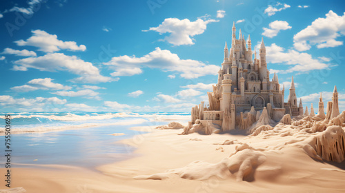 A dreamlike beach scene with sandcastles  © Gefer