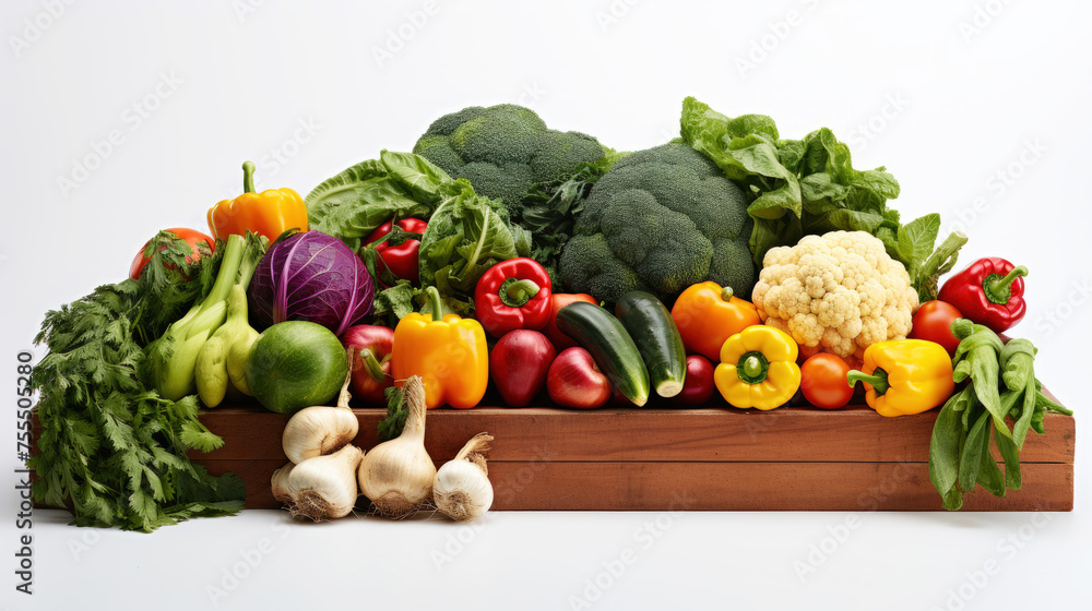 Fresh vegetables and produce before white studio background Fresh vegetables and produce before white studio background