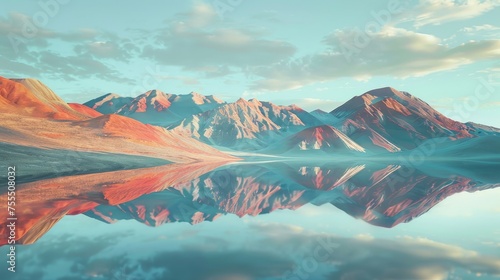 Reflection of the vinicunca mountain topology cross section HUD fui, visual key scifi futuristic element. photo