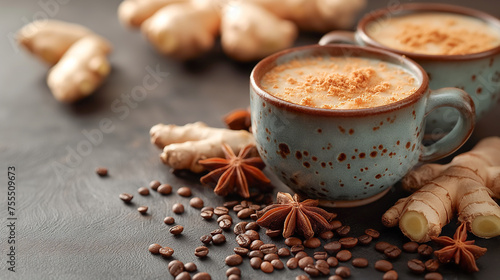 Cup with Cappuccino, Ginger and Star Anise