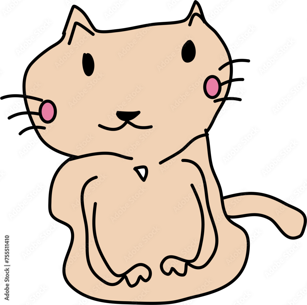 Naklejka premium vector of a cat with soft colors 
