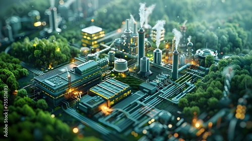 A cityscape with a large industrial plant in the middle