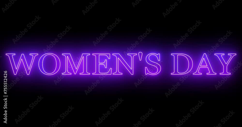 4K Women's Day glowing neon colorful text animation. Neon-colored Women's Day text with a glowing neon-colored moving outline on a dark background in 4K. Technology video material animation.
4K Women's Day glowing neon colorful text animation. Neon-colored Women's Day text with a glowing neon-colored moving outline on a dark background in 4K. Technology video material animation.