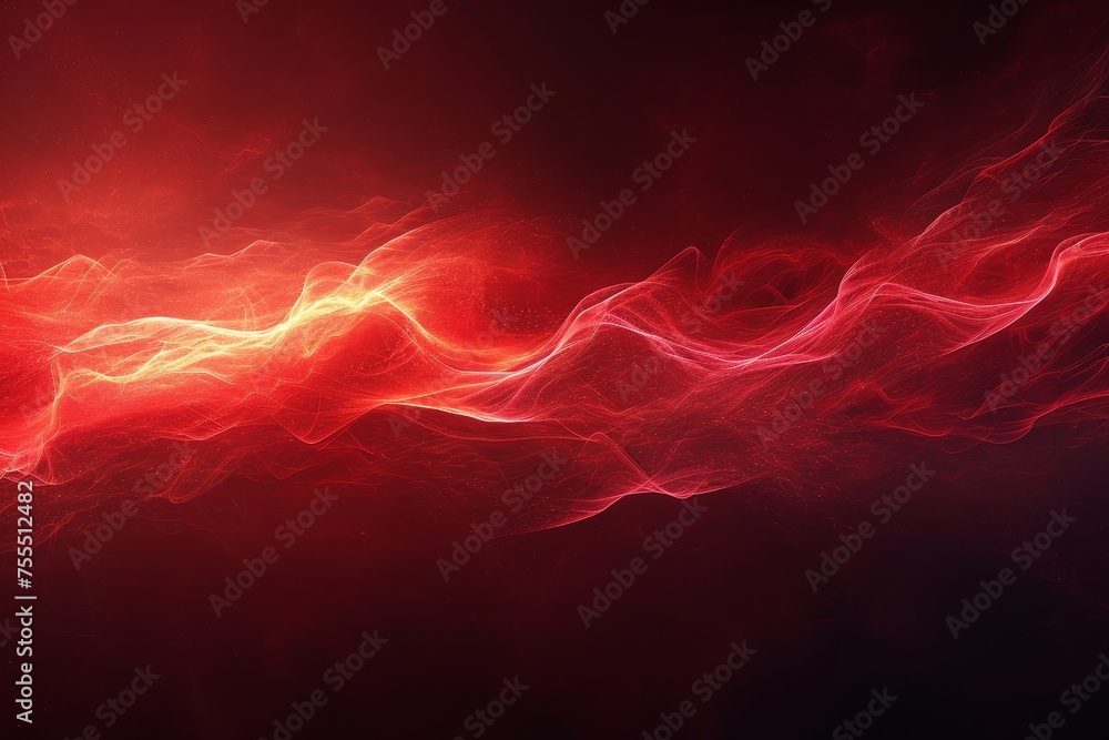 Red Pulsating Abstract Waves - obrazy, fototapety, plakaty 