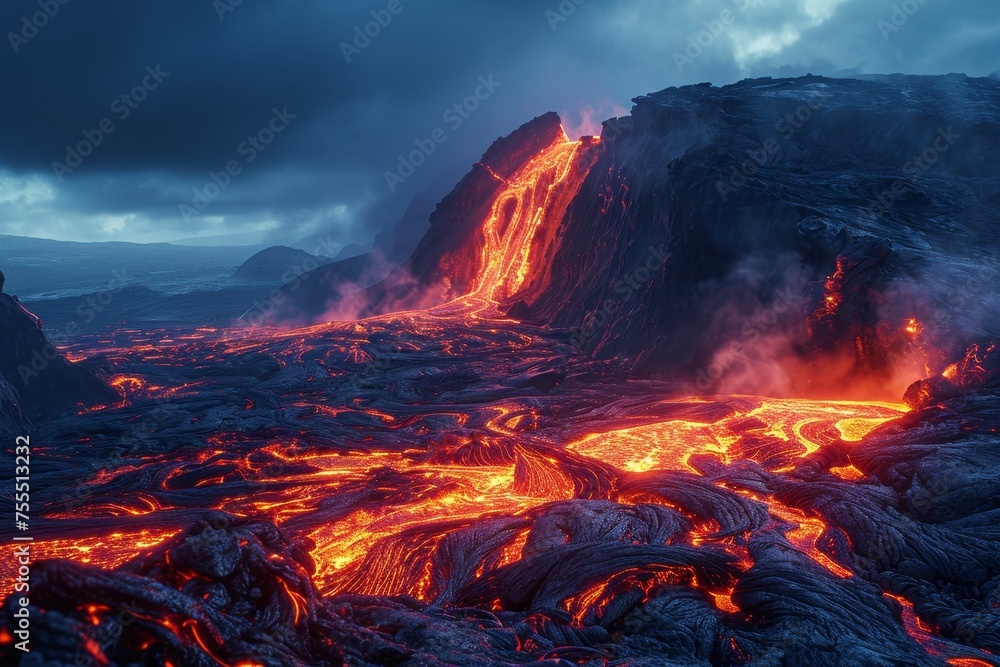 Otherworldly Lava Flow Landscape