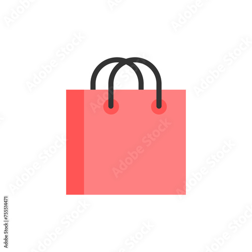 Paper Shopping Bag Icon Flat Design Style. Simple Web and Mobile Vector. Perfect Interface Illustration Symbol.