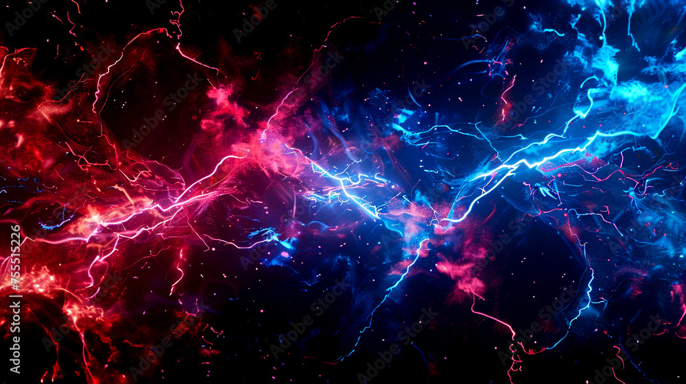 red and blue thunder in the dark cloud. red and blue thunder in the dark cloud.