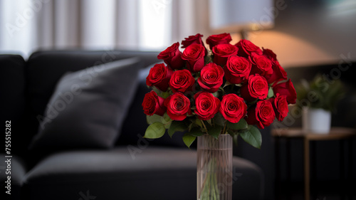 red roses for surprise anniversary or valentine's day photo