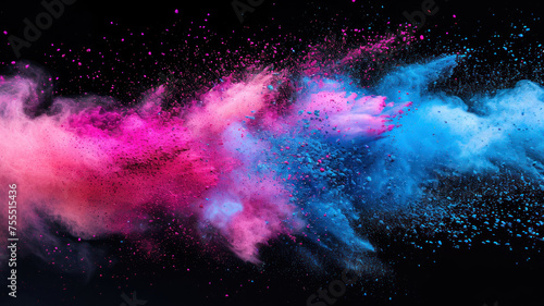 Launched colorful powder on black background