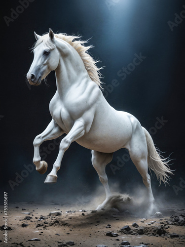white horse in action