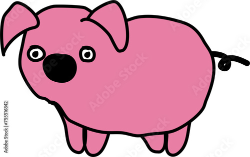 a vector image of a pig with a pink color 