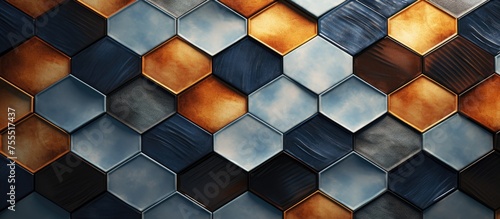 The image showcases a wall composed of ceramic hexagonal tiles arranged in a precise pattern. The tiles fit seamlessly together, creating a visually striking and modern design.