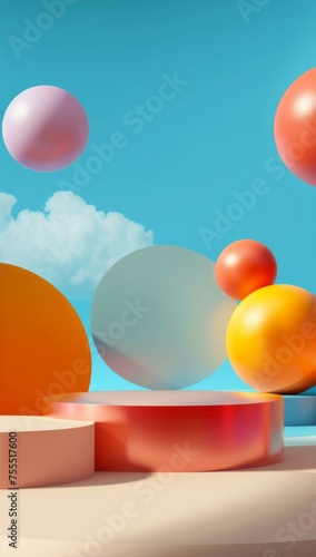 fancy Illustrations Bubbles shapes Colors Objects Plants Business background 3D