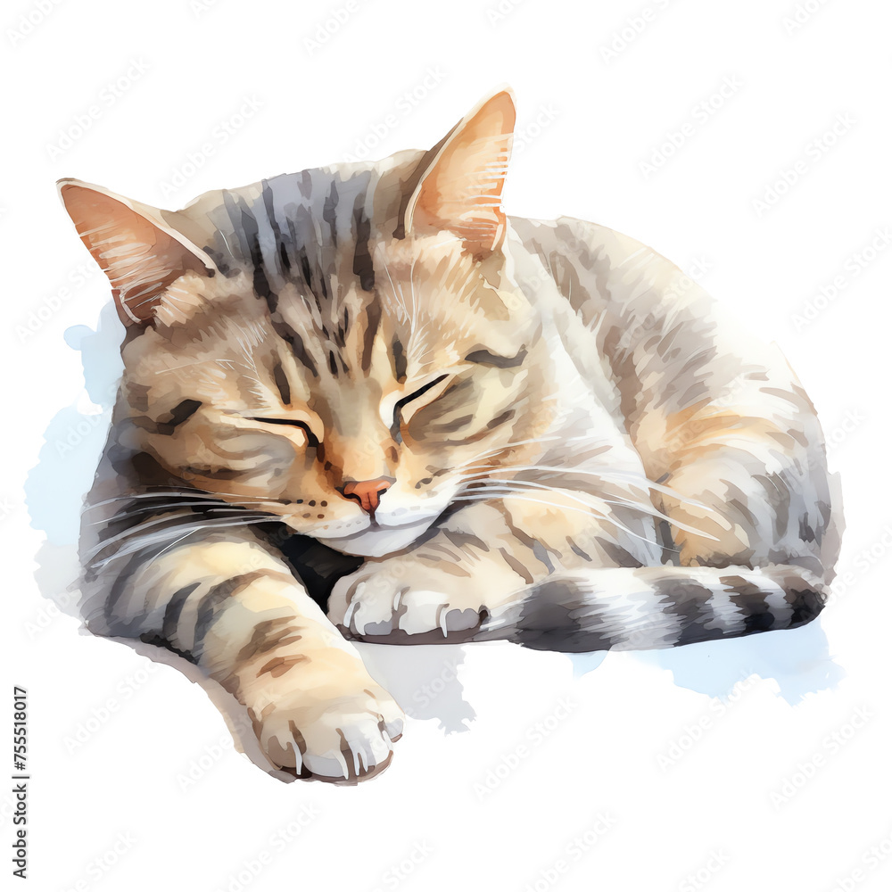 Fototapeta premium A watercolor painting of a american shorthair cat