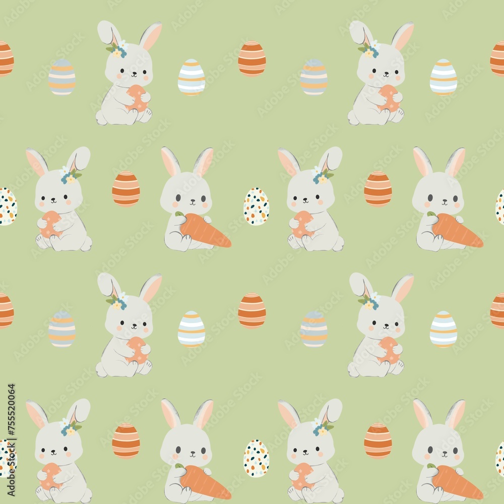 seamless pattern with rabbits and carrots. Easter pattern. Bunny with eggs. seamless pattern with rabbits and carrots. Easter pattern. Bunny with eggs.