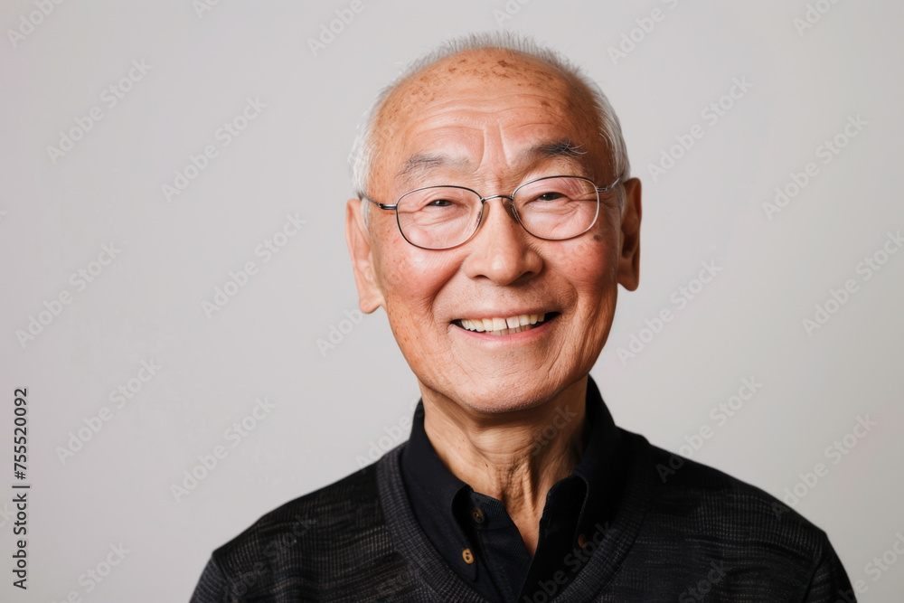 Portrait of old healthy, cheerful handsome Asian senior man smiling and looking at camera with white background. Happy aging society, retirement, teeth, health and senior healthcare concept Portrait of old healthy, cheerful handsome Asian senior man smiling and looking at camera with white background. Happy aging society, retirement, teeth, health and senior healthcare concept